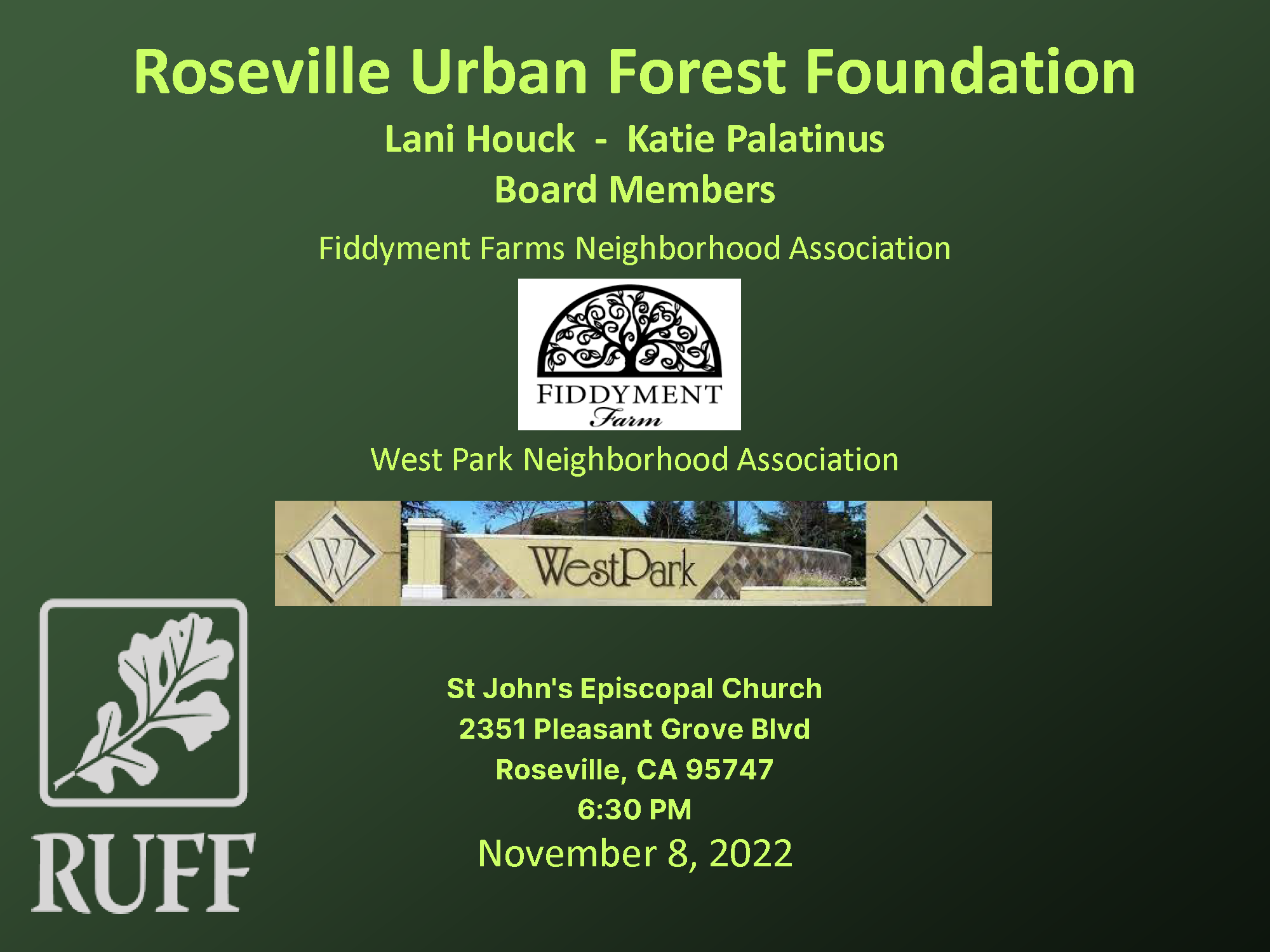 More information about "Roseville Urban Forest Foundation Presentation at our November 8th Meeting"